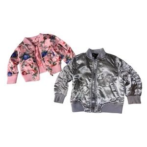 Baby Bomber Jacket Bundle - 12mo Pink Floral Baby Bomber - Silver Baby Bomber